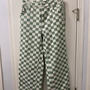 Green checkered pants
